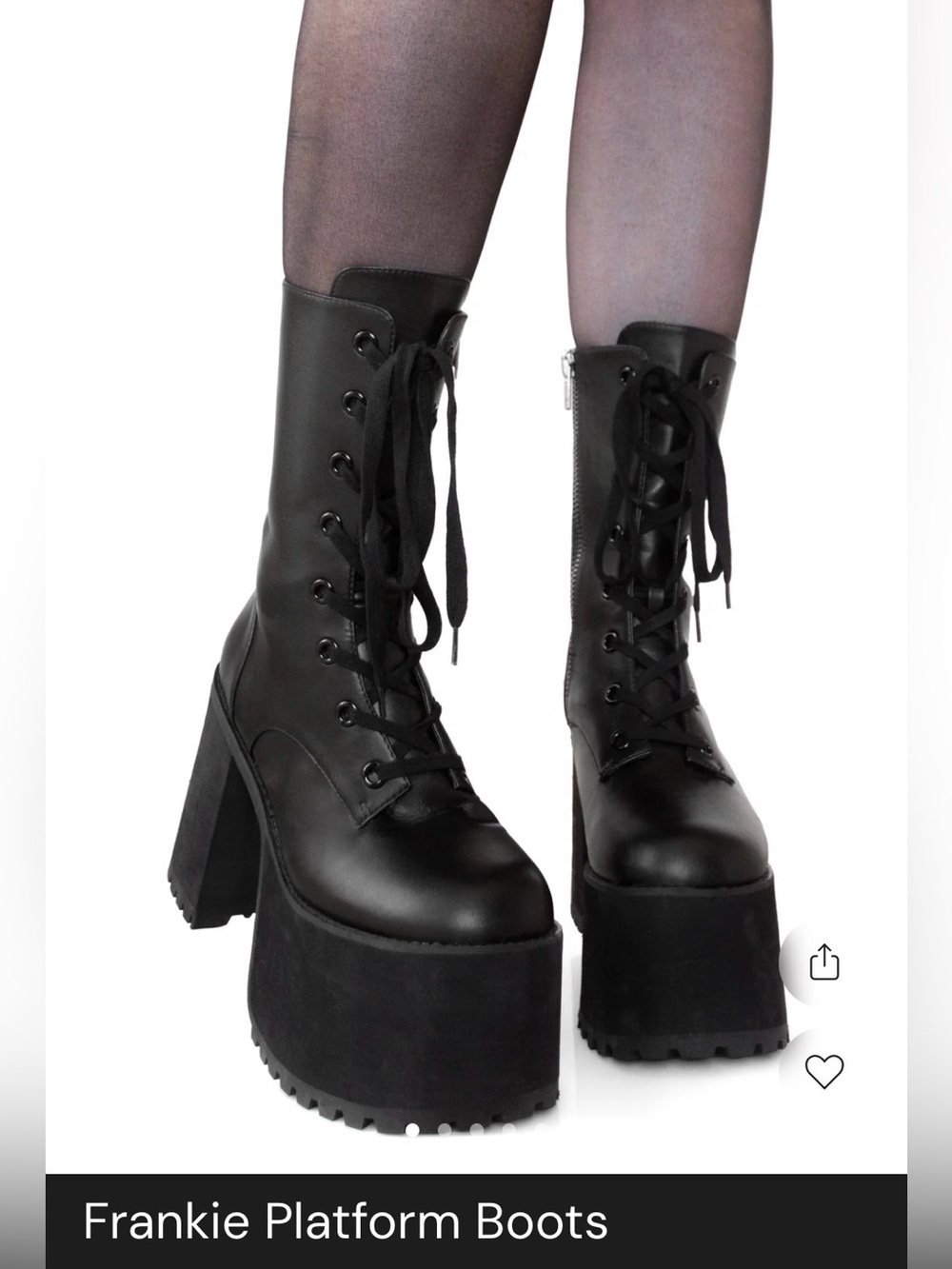Foxblood Frankie Black Platform Lace-Up Boots size 7 NIB
